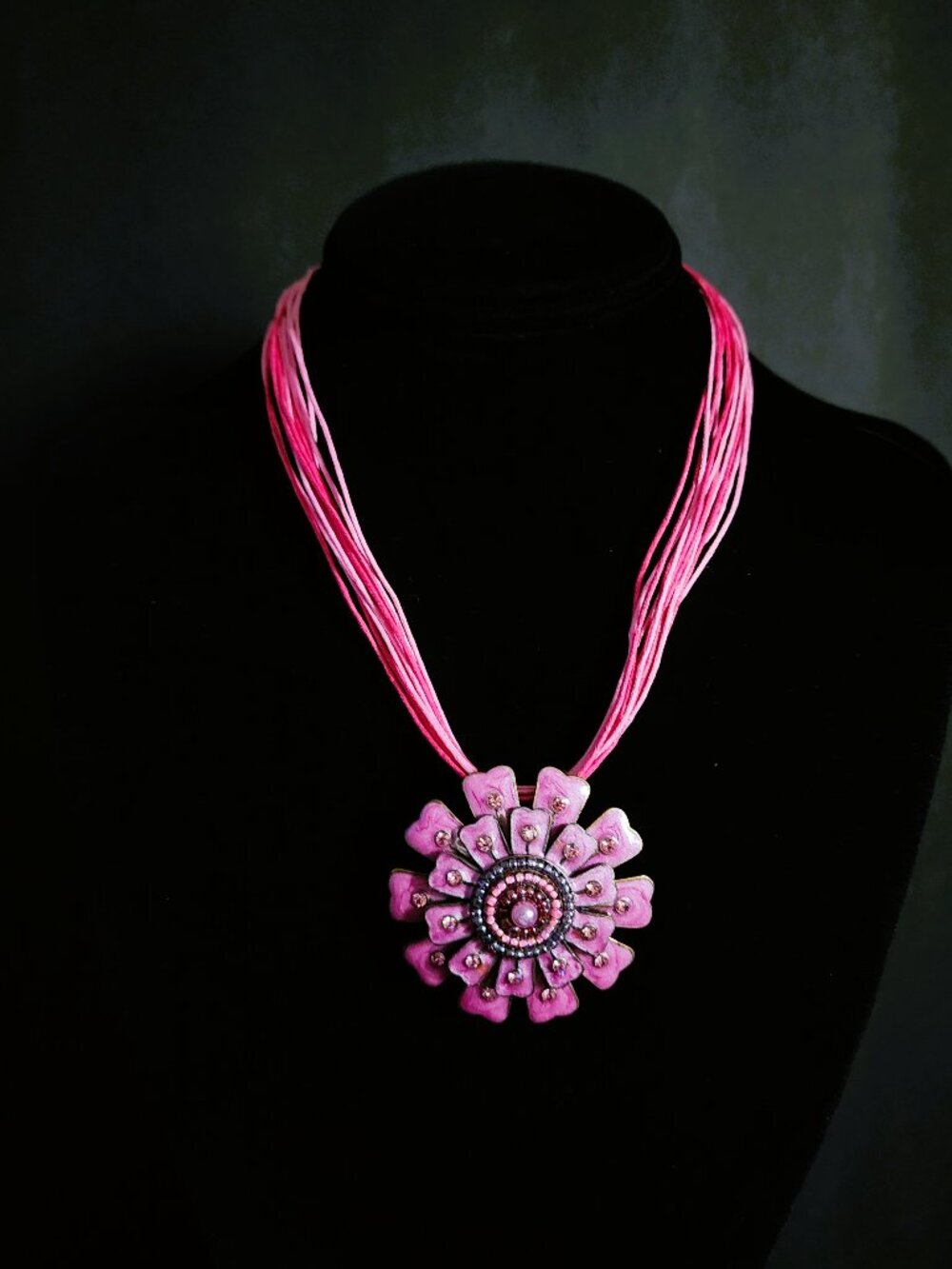 NIB VTG 2005 Avon Pink Flower Convertible Brooch Multi Cord Necklace Y2K NWT